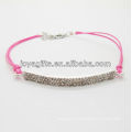 Diamante alloy woven bracelet with rose wire